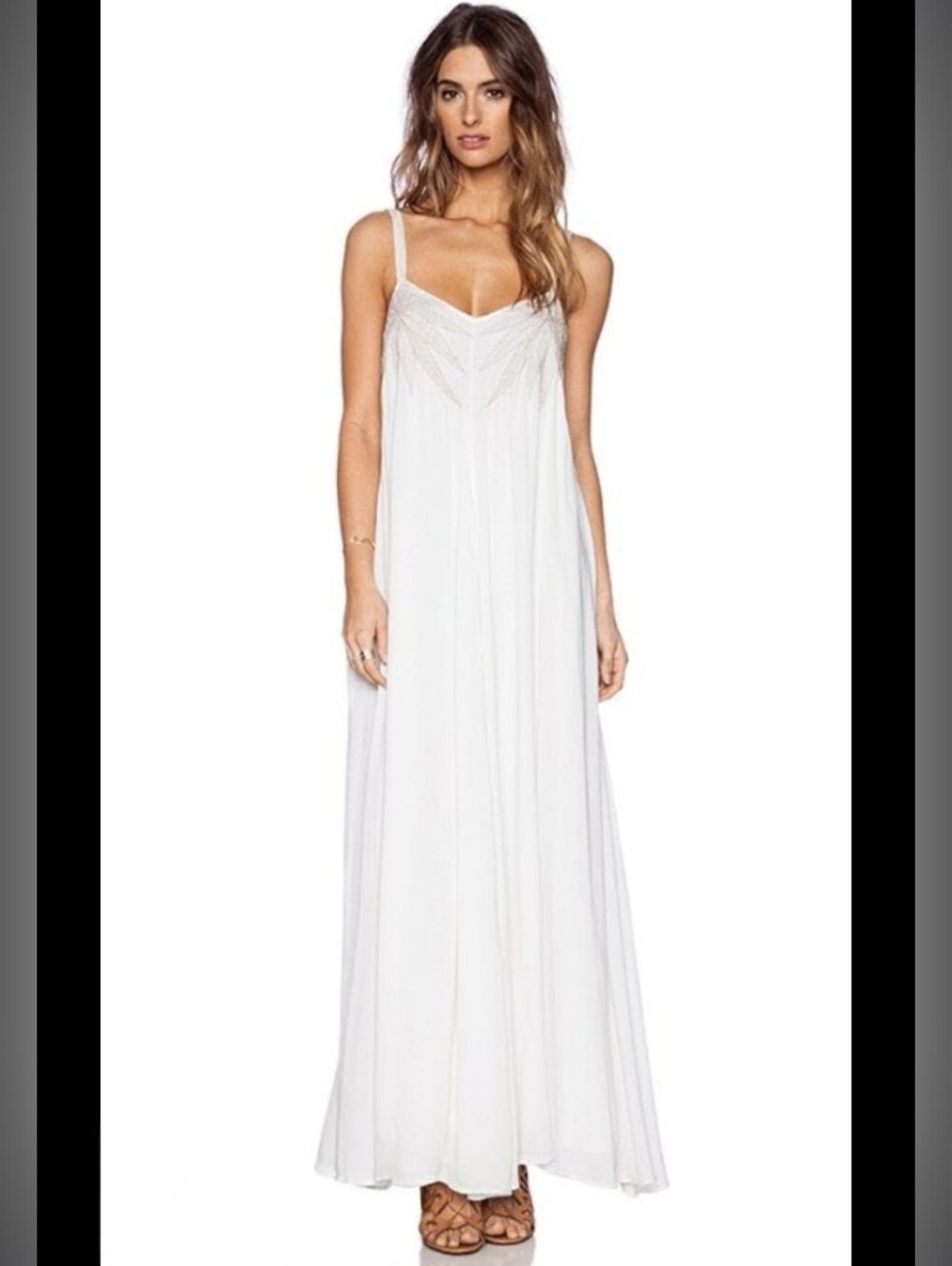 Mara Hoffman White Maxi Sundress w/ Embroidery S